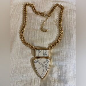 Marbled Geometric Large Pendant Necklace Runway Vintage‎ Statement Chunky